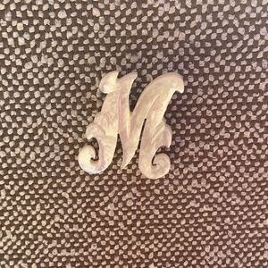 Vintage Cream Initial “M” Pin
